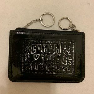 COACH Black Patent Poppy Wallet with Keyrings